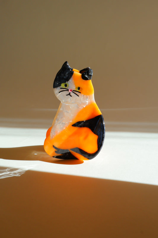 Barrette chat tricolore