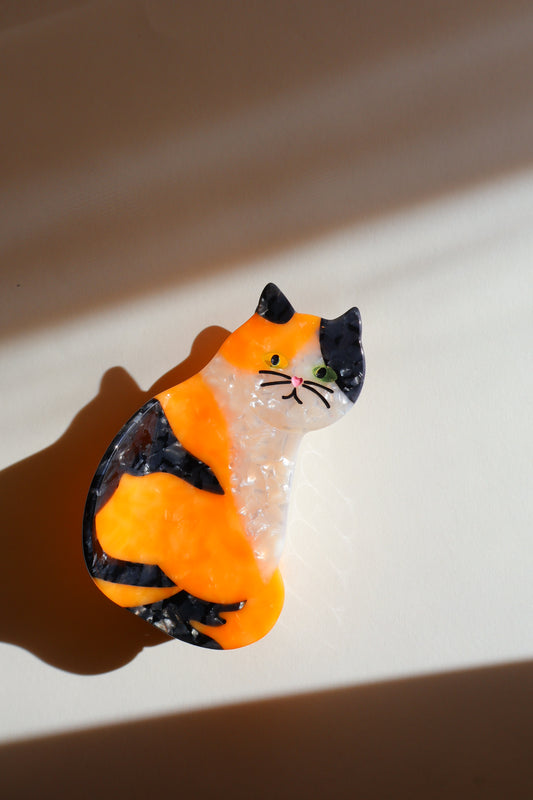 Barrette chat tricolore