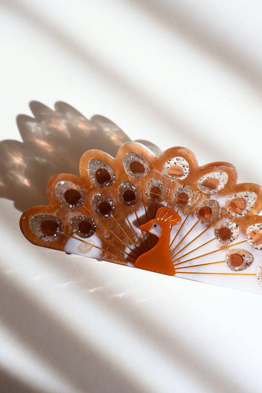 Peacock Hair Clip Royal Peacock Collection 1st Edition Smoky Quartz