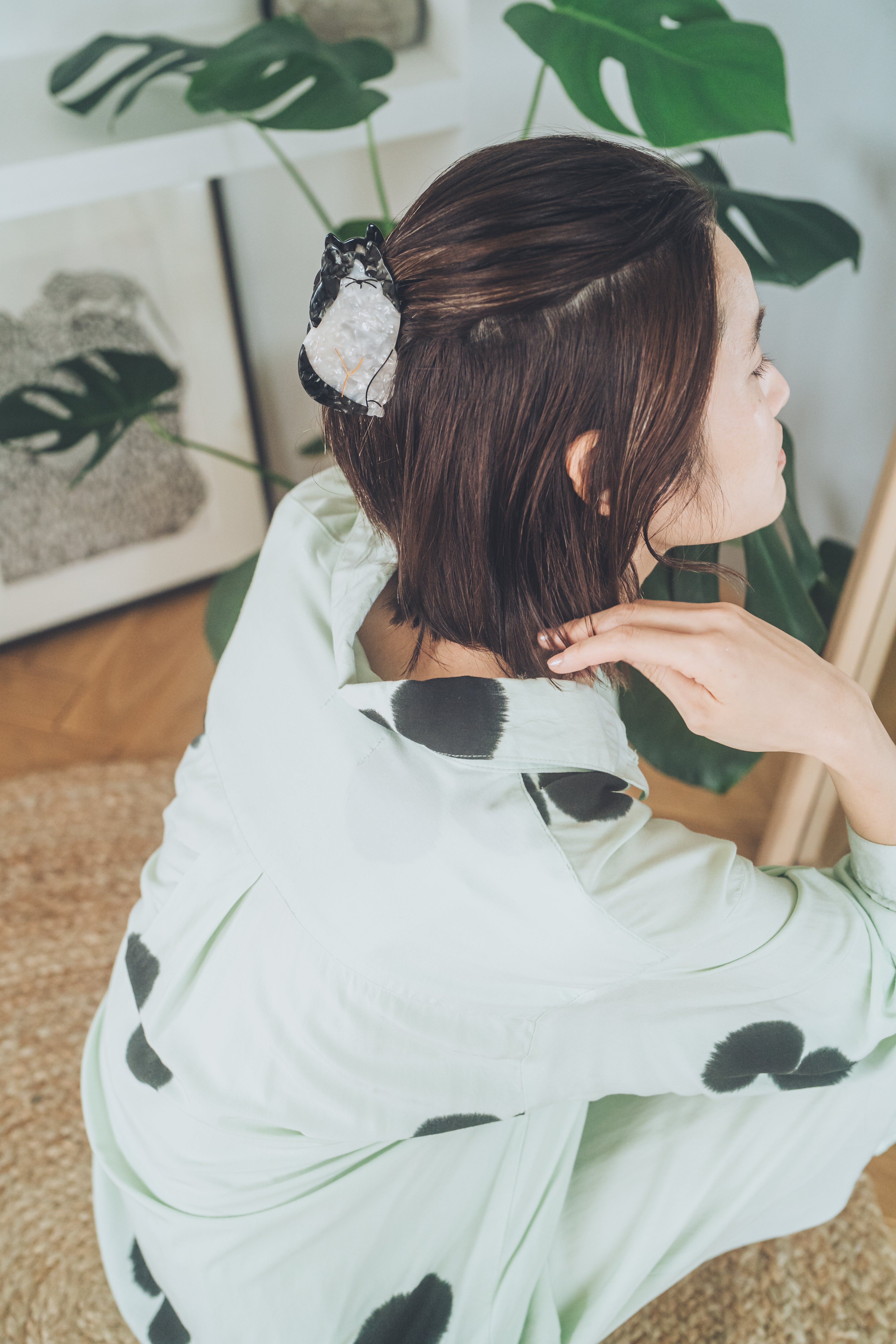 ハチワレ猫のヘアヘアクリップを販売 動物のヘアクリップ、ヘア