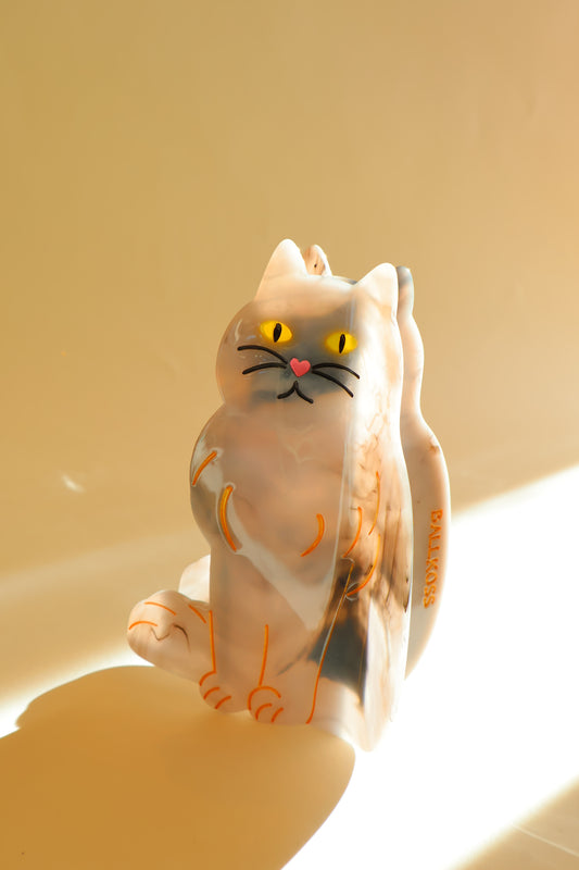 グレーの猫 ヘアクリップ