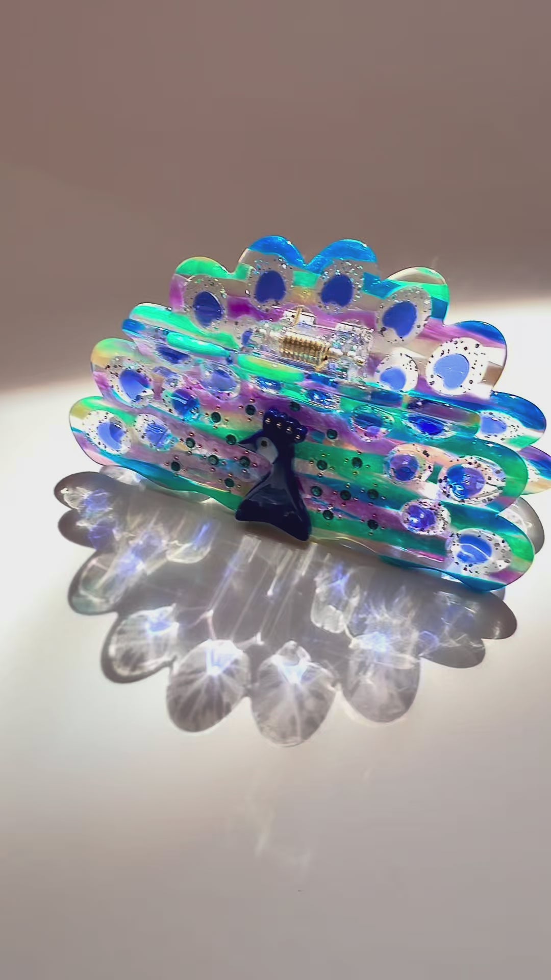 neruroock様 留め具あり RoyalPeacockCollection【Nebula】孔雀のヘアクリップ【ネビュラ】鳥の